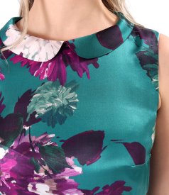 Midi dress made of natural silk printed with floral motifs