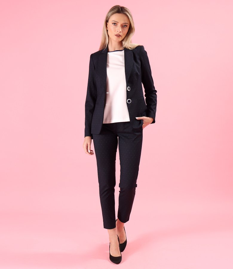 Office ankle pants made of fabric with polka dots