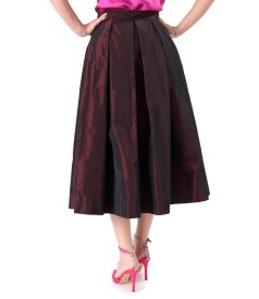 Midi skirt made of changing-effect taffeta