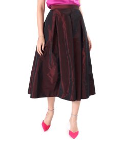 Midi skirt made of changing-effect taffeta