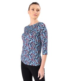 Bluza din jerse elastic imprimat cu motive florale
