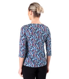 Bluza din jerse elastic imprimat cu motive florale