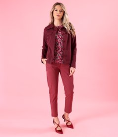 Bluza din jerse elastic imprimat cu motive florale