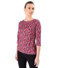 Bluza din jerse elastic imprimat cu motive florale