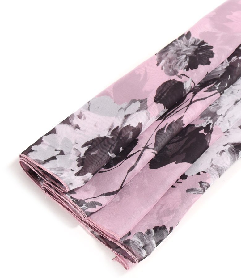Scarf made of printed veil with floral motifs