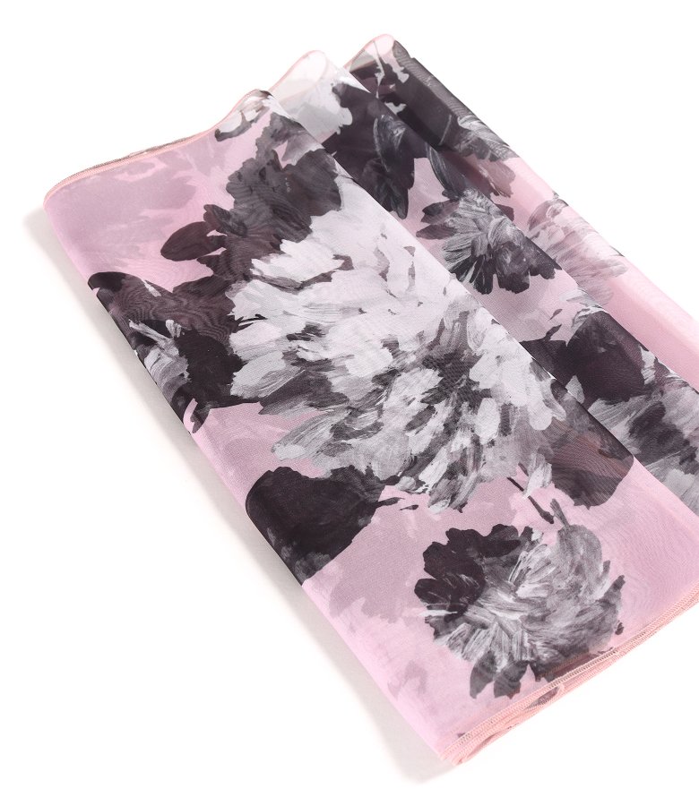 Scarf made of printed veil with floral motifs