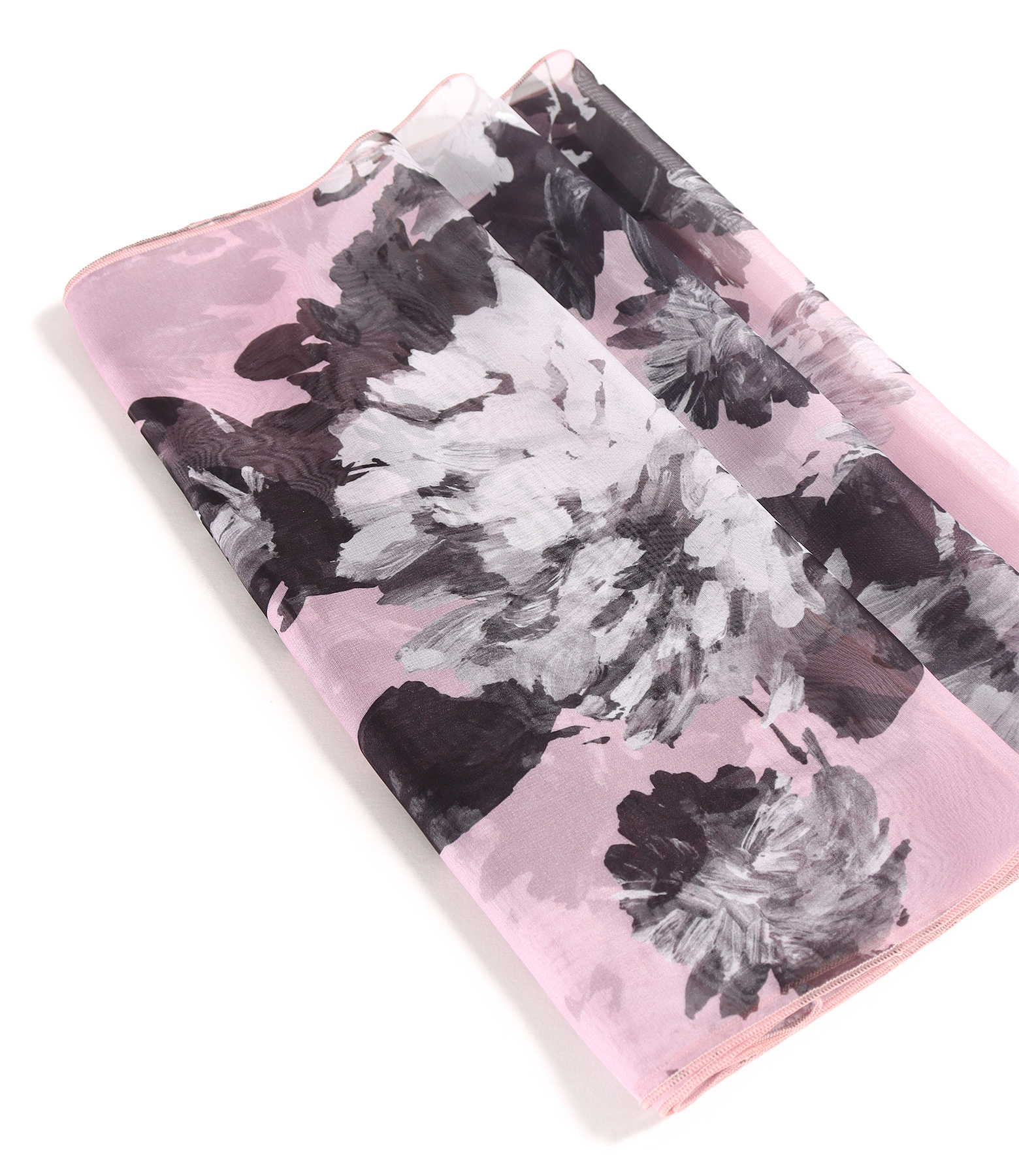 Scarf made of printed veil with floral motifs