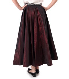 Long taffeta skirt with decorative elastic on the back