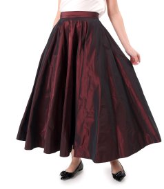 Long taffeta skirt with decorative elastic on the back