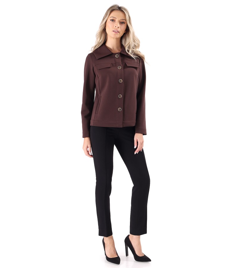 Ankle pants and jacket made of elastic cotton fabric