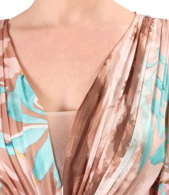 Rochie de seara din voal imprimat si cu motive florale