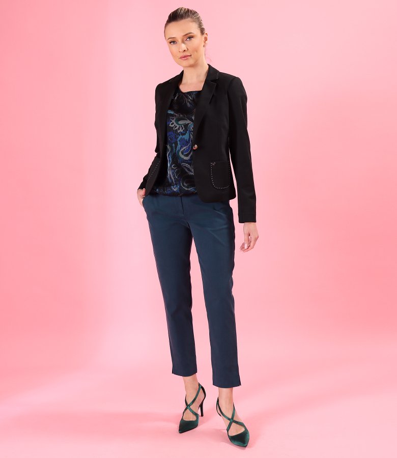 Elegant stretch jersey jacket in virgin wool