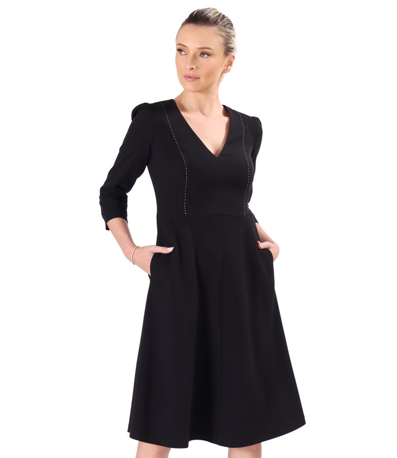 Office fit-and-flare dress in stretch viscose-blend fabric