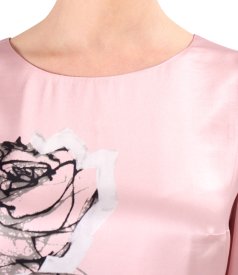 Rochie lejera din matase naturala imprimata cu motive florale