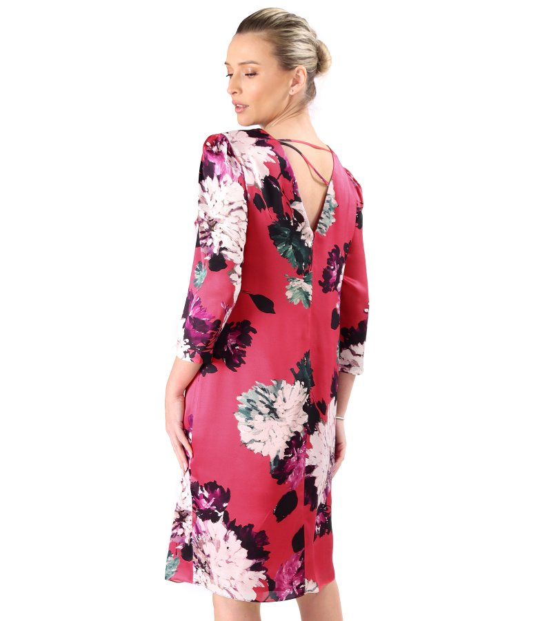 Relaxed-fit silk dress in floral print with deep back neckline