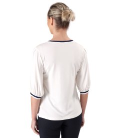 Bluza eleganta din jerse elastic cu maneci 3/4