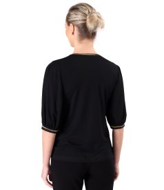 Bluza eleganta din jerse elastic cu maneci 3/4