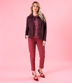 Pantaloni pana din tencel cu bumbac si sacou din stofa elastica