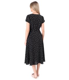 Elegant viscose dress printed with polka dots