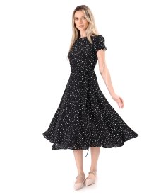 Elegant viscose dress printed with polka dots