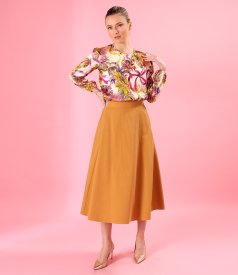 Bluza eleganta din viscoza satinata imprimata cu motive florale