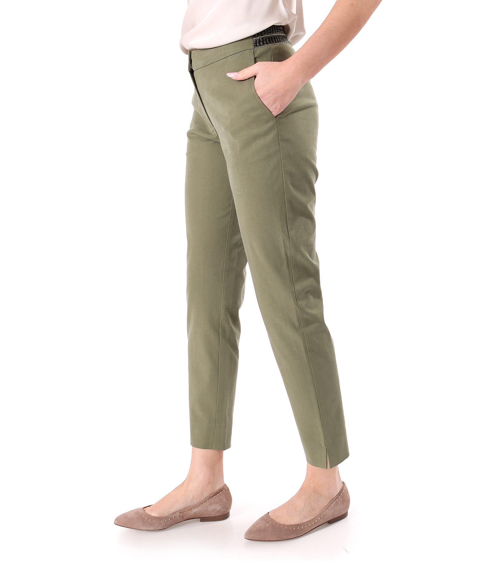 Casual ankle pants made of tencel with cotton