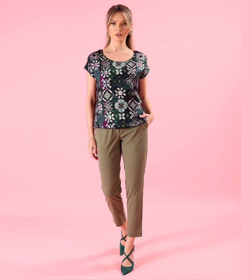 Casual ankle pants made of tencel with cotton