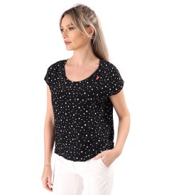 Viscose blouse printed with polka dots