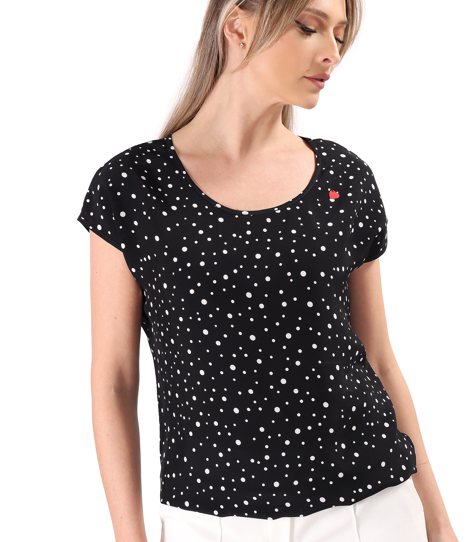 Viscose blouse printed with polka dots