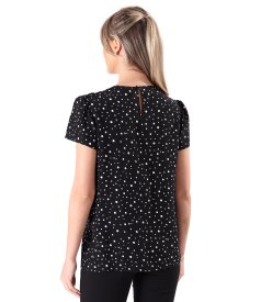 Elegant viscose blouse printed with polka dots