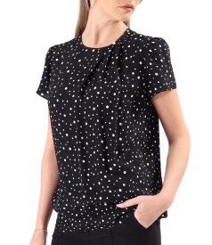 Elegant viscose blouse printed with polka dots