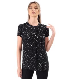 Elegant viscose blouse printed with polka dots