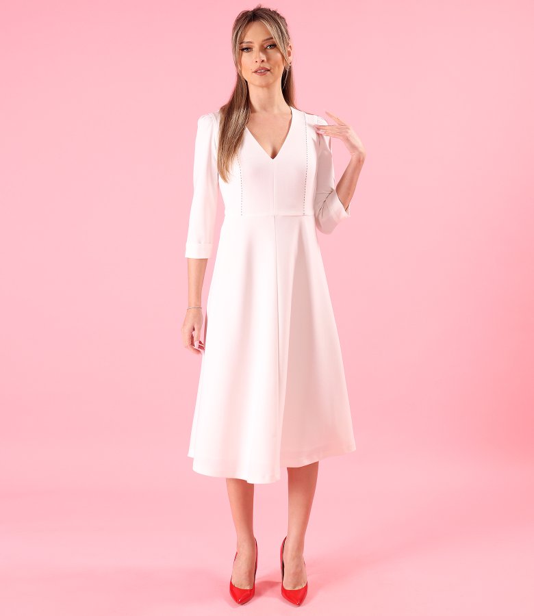 Office fit-and-flare dress in stretch viscose-blend fabric