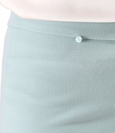 Office skirt with decorative pearl at the waist