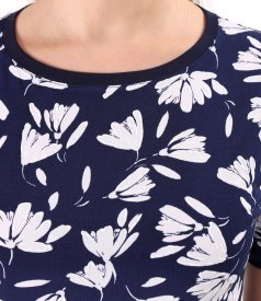 Elastic jersey blouse with embossed rubber print