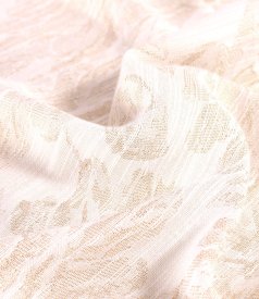 Loose-fit midi dress in viscose brocade with metallic gold thread