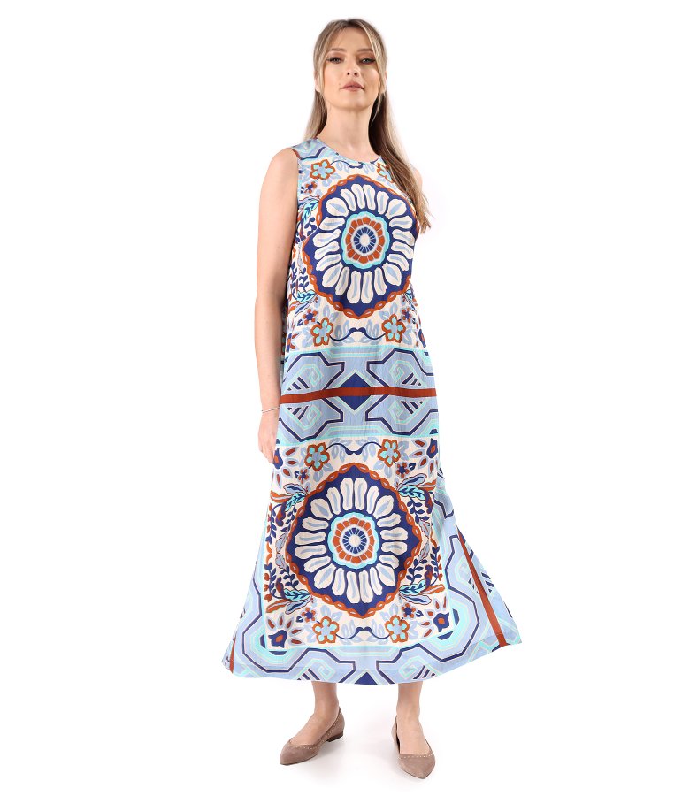 Long printed viscose dress