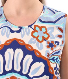 Long printed viscose dress