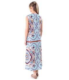 Long printed viscose dress