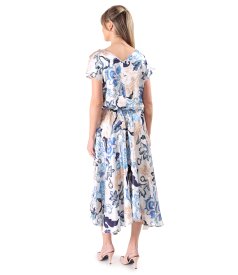 Midi dress in satin viscose with a floral print