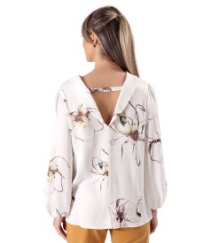 Elegant blouse with a deep back neckline