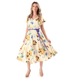 Midi dress made of viscose with floral patterns and effect yarn