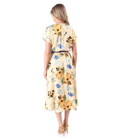 Midi dress made of viscose with floral patterns and effect yarn