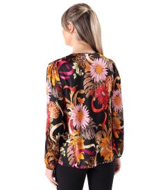 Elegant blouse with overlapping neckline