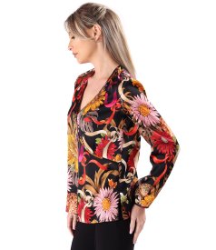 Elegant blouse with overlapping neckline