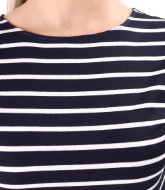 Elastic jersey blouse printed with stripes