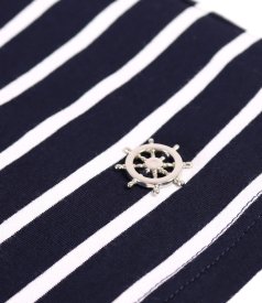 Elastic jersey blouse printed with stripes