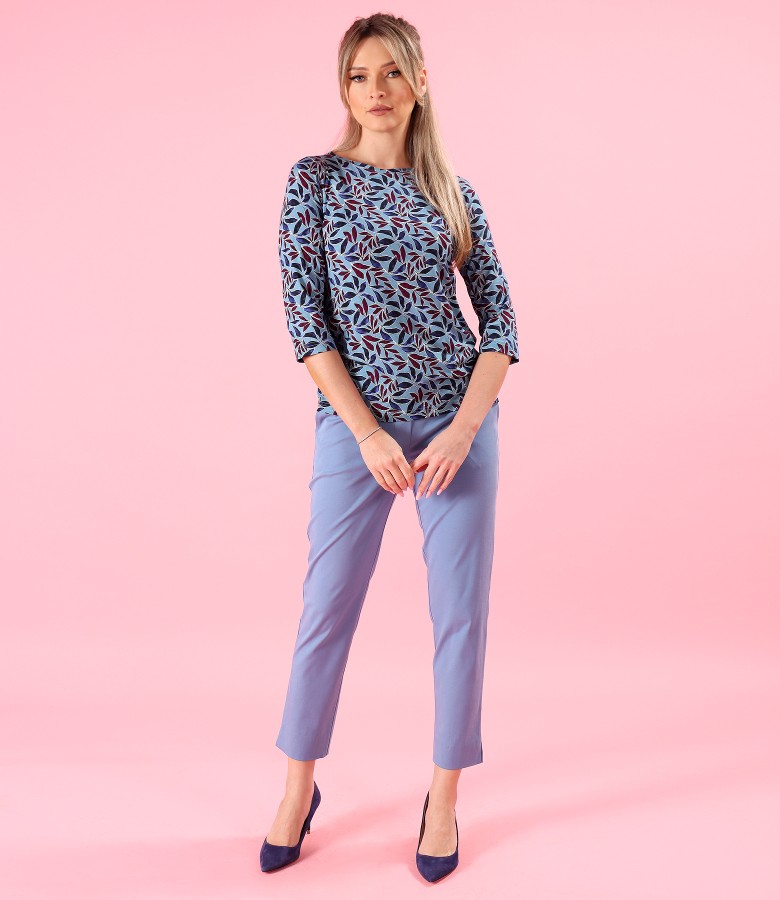 Relaxed-fit Tencel trousers with stretch jersey blouse