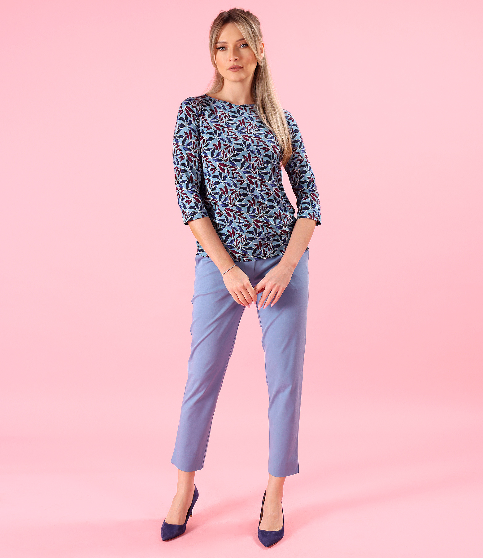 Relaxed-fit Tencel trousers with stretch jersey blouse