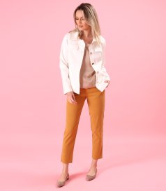 Sacou din stofa plina tip scuba cu bumbac